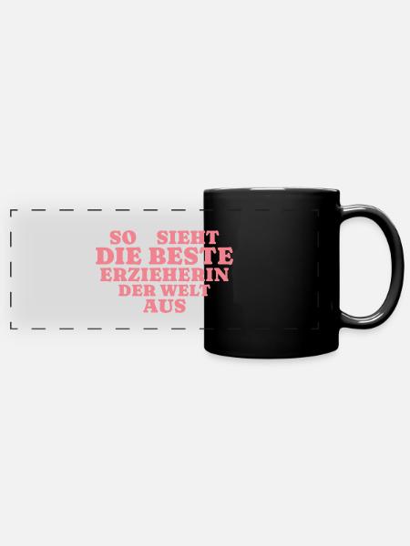 Kindergärtnerin Herz Beste Erzieherin Geschenk - Panorama-Tasse farbig - Schwarz