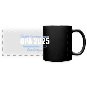 Schwangerschaftsverkündung 2025 Werdender Opa - Panorama-Tasse farbig - Schwarz - Vorne