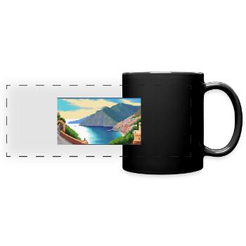 Côte amalfitaine, Italie - Pixel Art - Mug panoramique uni - noir - Devant