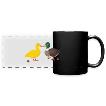 pooping ducks - Full Colour Panoramic Mug - black - Front