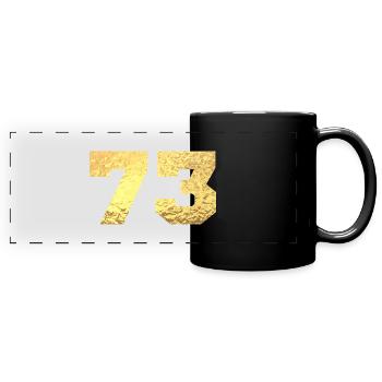 73 paillettes doré - 73 anniversaire - Mug panoramique uni - noir - Devant