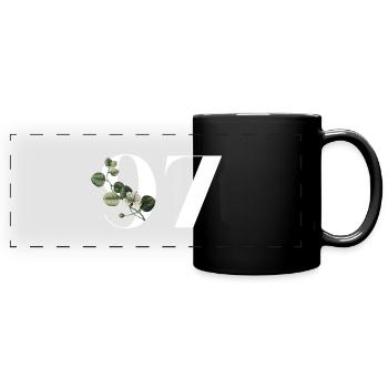 Numéro 97 floral vert - 97e anniversaire floral - Mug panoramique uni - noir - Devant
