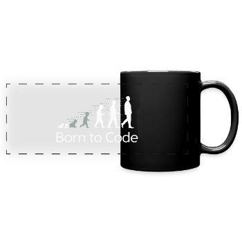 GEBOREN FÜR DEN CODE - Panorama-Tasse farbig - Schwarz - Vorne
