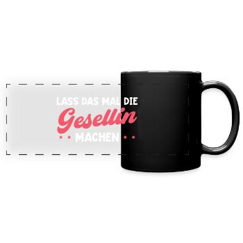 Handwerkerin Gesellenprüfung bestanden Gesellin - Panorama-Tasse farbig - Schwarz - Vorne