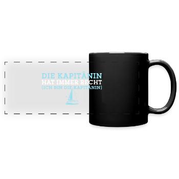 Seglerin Kapitänin Segelschein bestanden Segeln - Panorama-Tasse farbig - Schwarz - Vorne