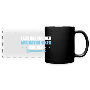 Kfz Mechaniker Humor Autoschrauber Mechatroniker - Panorama-Tasse farbig - Schwarz - Vorne