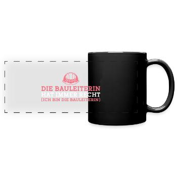 Bauleitung Bauaufsicht Baustelle Bauleiterin - Panorama-Tasse farbig - Schwarz - Vorne