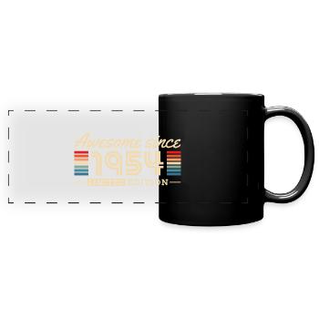 Geboren 1954 Jahrgang Vintage Geburtstag - Panorama-Tasse farbig - Schwarz - Vorne