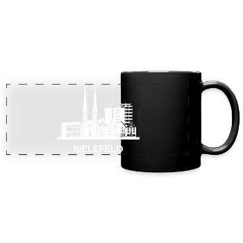 Bielefeld, weiß - Panorama-Tasse farbig - Schwarz - Vorne