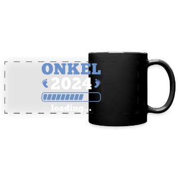 Schwangerschaftsverkündung 2024 Werdender Onkel - Panorama-Tasse farbig - Schwarz - Vorne