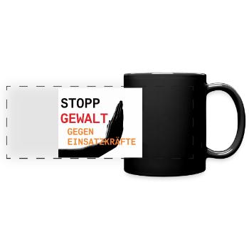 Stopp Gewalt gegen Einsatzkräfte - Panorama-Tasse farbig - Schwarz - Vorne
