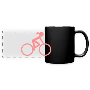 Bike Girl - Radfahrerin - Panorama-Tasse farbig - Schwarz - Vorne