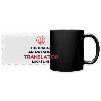 traducteur / traduction / traductrice / traduire - Mug panoramique uni - noir - Devant