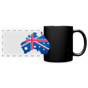 Drapeau australien en forme de continent - Mug panoramique uni - noir - Devant