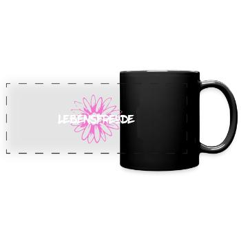 Lebensfreude,,Träumen,Geniessen,leben,lieben - Panorama-Tasse farbig - Schwarz - Vorne