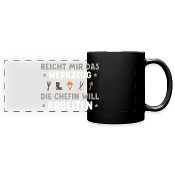Gärtnern Die Chefin will arbeiten Hobbygärtnerin - Panorama-Tasse farbig - Schwarz - Vorne