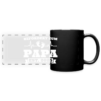 Werdender Vater 2025 Frischgebackener Papa - Panorama-Tasse farbig - Schwarz - Vorne