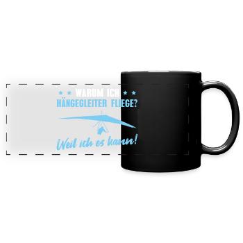 Deltasegler Drachen Hängegleiter Pilot - Panorama-Tasse farbig - Schwarz - Vorne