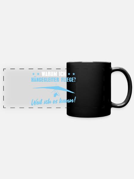 Deltasegler Drachen Hängegleiter Pilot - Panorama-Tasse farbig - Schwarz