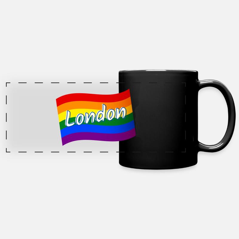 Gay Pride Londres Angleterre drapeau arc-en-ciel LGBQ Pride - Mug panoramique uni - noir