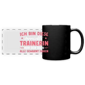 Fußballtrainerin Verrückte Trainerin - Panorama-Tasse farbig - Schwarz - Vorne