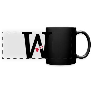 Capital letter W with hearts - Full Colour Panoramic Mug - black - Front
