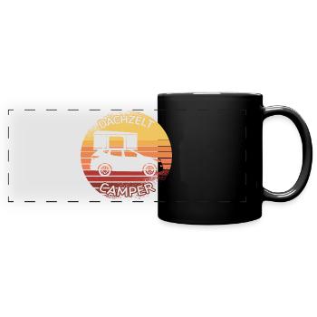 Dachzelt Camper Geschenk Camping - Panorama-Tasse farbig - Schwarz - Vorne