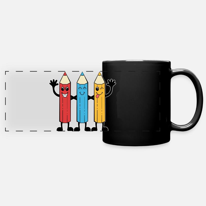 Crayons de couleur style comique - Mug panoramique uni - noir