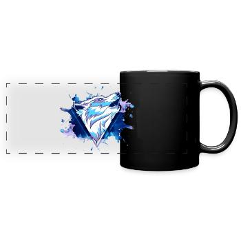 Wolf Wolfhead Predator Splash Grunge Art - Mug panoramique uni - noir - Devant