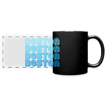 Boston Repeat Pattern Blue Gradient - Full Colour Panoramic Mug - black - Front