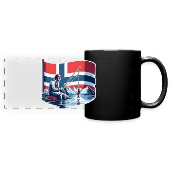 Bateau de pêche Norvège - Mug panoramique uni - noir - Devant