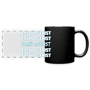 Geschenk für Fachlagerist - Panorama-Tasse farbig - Schwarz - Vorne