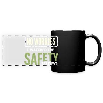 Kein Stress Sicherheitsvideo Meme - Panorama-Tasse farbig - Schwarz - Vorne