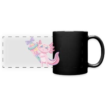 Pink Axolotl Eiscreme Party - Panorama-Tasse farbig - Schwarz - Vorne