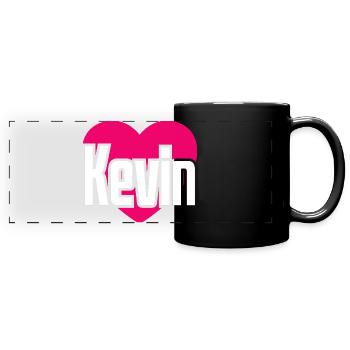 J’aime Kevin Pink Heart J’aime Kevin - Mug panoramique uni - noir - Devant