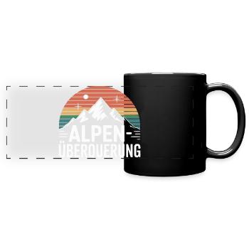 Alpen Überquerung Retro Berge Wandern - Panorama-Tasse farbig - Schwarz - Vorne