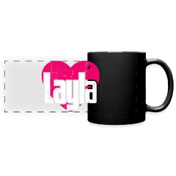 I Love Layla Pinkes Herz Ich liebe Layla - Panorama-Tasse farbig - Schwarz - Vorne