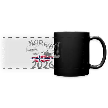 Norway 2026 Herring with Mountains and Moose Fishing - Full Colour Panoramic Mug - black - Front