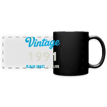 Vintage 1991 – Sailing Club Retro Year of Birth - Full Colour Panoramic Mug - black - Front