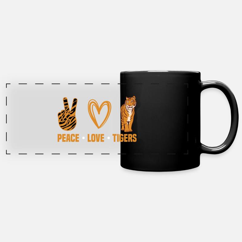 Peace Love Tigers - Full Colour Panoramic Mug - black