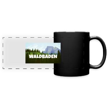 Waldbaden Achtsamkeitstrainer Natur Entspannung - Panorama-Tasse farbig - Schwarz - Vorne