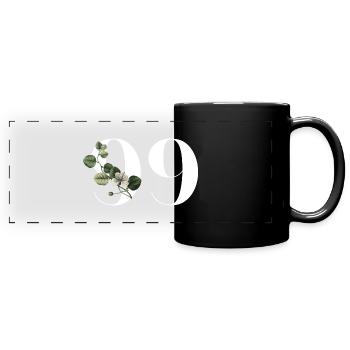 Numéro 99 floral vert - 99e anniversaire floral - Mug panoramique uni - noir - Devant