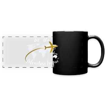 Let the Adventure Begin - World - Full Colour Panoramic Mug - black - Front