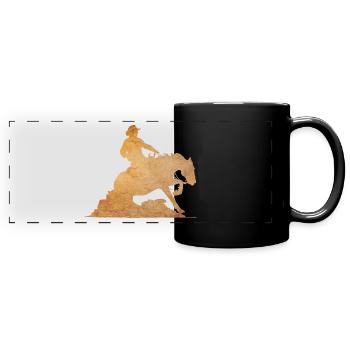 Sliding Stop Westernreiten Reining Geschenk - Panorama-Tasse farbig - Schwarz - Vorne