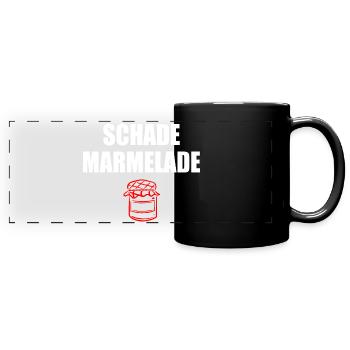 Schade Marmelade - Panorama-Tasse farbig - Schwarz - Vorne