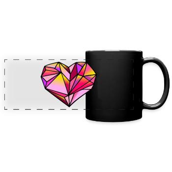 Valentine's Day Heart geometric - Full Colour Panoramic Mug - black - Front