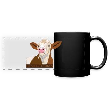 Kalb Be Vegetarian - Panorama-Tasse farbig - Schwarz - Vorne