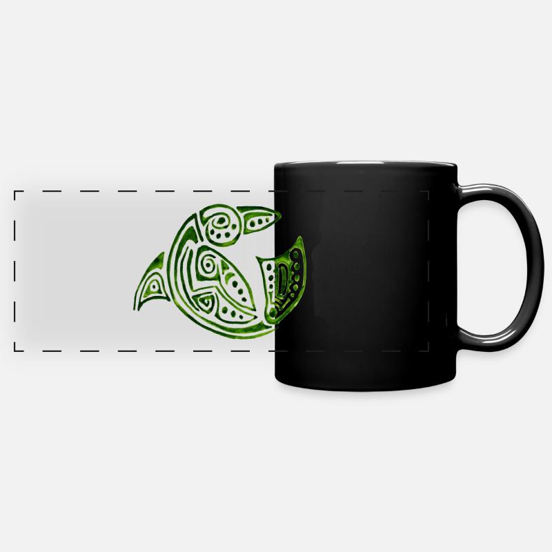 green dolphin - Full Colour Panoramic Mug - black
