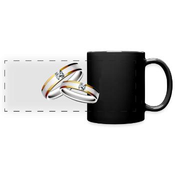 Wedding marriage bachelor party rings engagement - Full Colour Panoramic Mug - black - Front