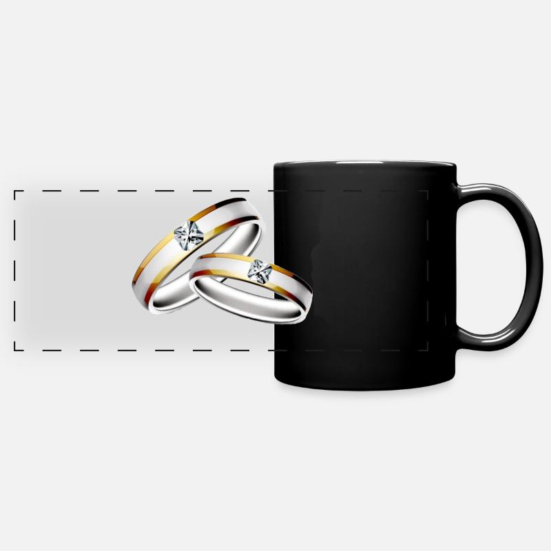 Hochzeit Ehe Junggesellenabend Ringe Verlobung - Panorama-Tasse farbig - Schwarz